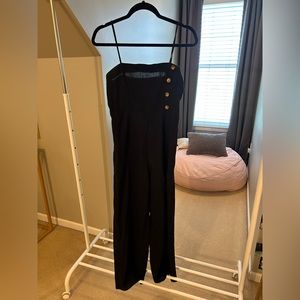 Active USA Black Linen & Button Jumpsuit - Women’s - Black - Medium